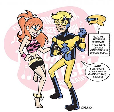 Pebbles and Booster Gold by Bill Walko