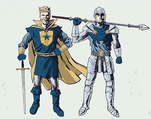 Medieval Booster Gold and Blue Beetle by Michael Walsh