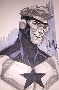Cully Hamner draws Booster Gold for The Blot Says