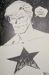 Andy Kuhn draws Booster Gold for The Blot Says