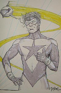 Cody Schibi draws Booster Gold for The Blot Says