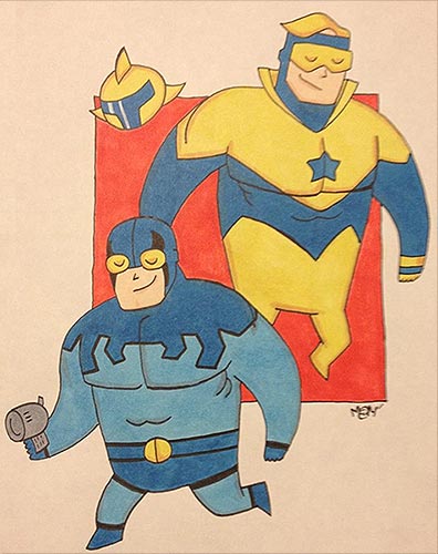 Smuggies Blue Beetle and Booster Gold by CapybaraINK on DeviantArt.com