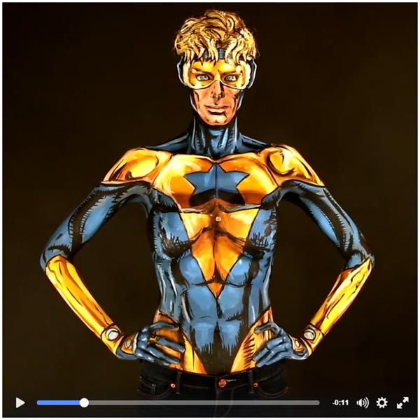 Booster Gold body paint by Kay Pike