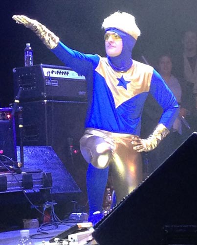Mitch Slevc as Booster Gold at Nerd Prom 2015 (photo by Courtney Harrell)