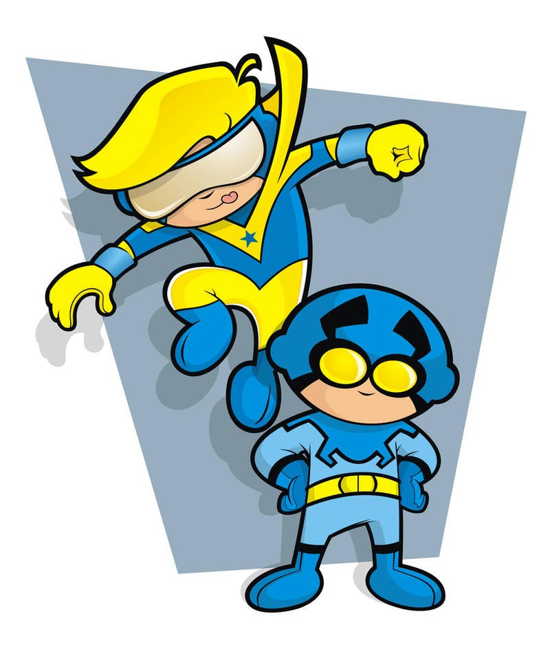 Blue Beetle and Booster Gold by Heads Up Studios