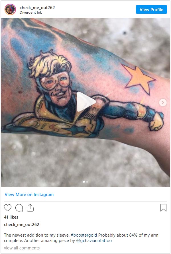 The newest addition to my sleeve. #boostergold Probably about 84% of my arm complete. Another amazing piece by @gchavianotattoo https://www.instagram.com/p/CQryIDADM6h/