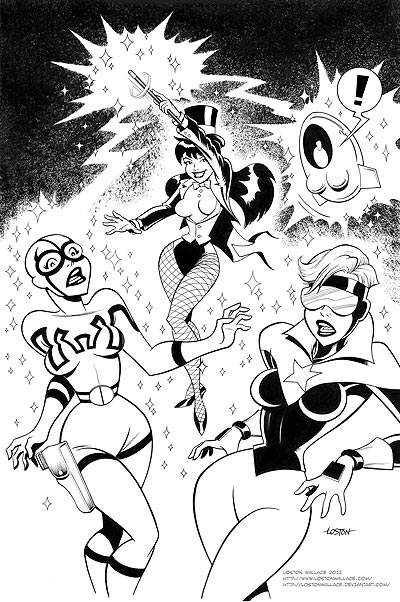 Zatanna, Blue Beetle, and Booster Gold by Loston Wallace